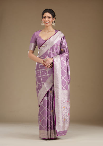 Lavender Zariwork Satin Saree