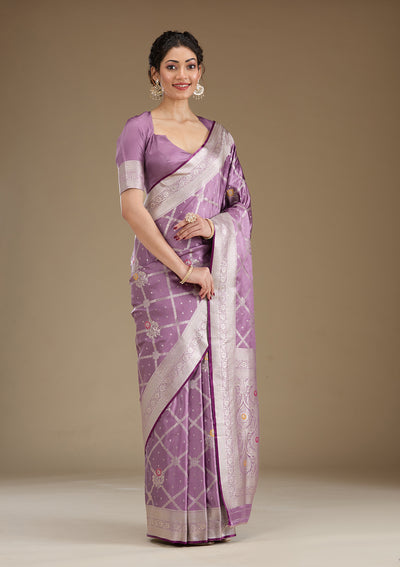 Lavender Zariwork Satin Saree