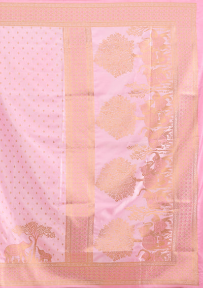 Baby Pink Zariwork Satin Saree