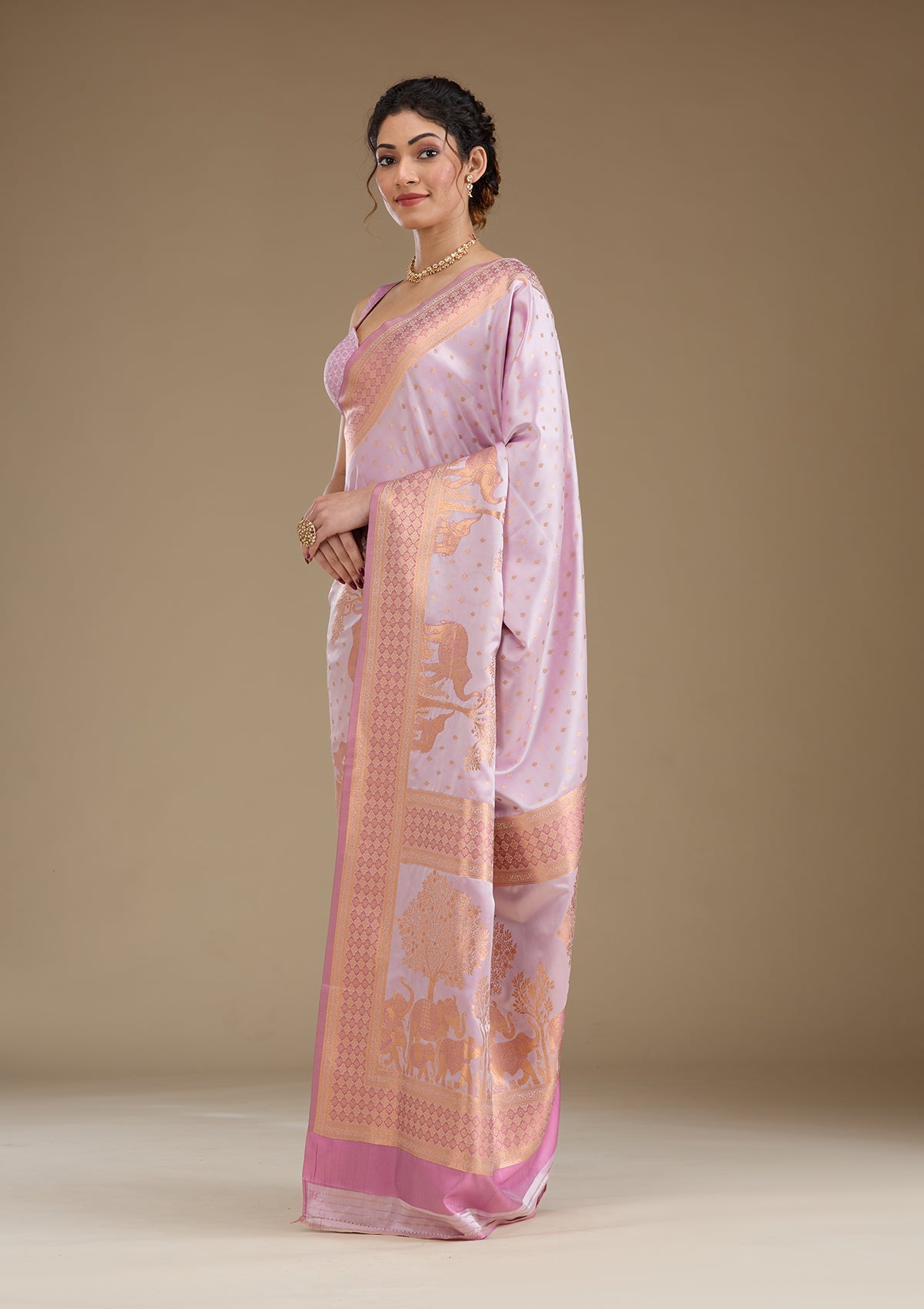 Lavender Sequins Georgette Saree-Koskii