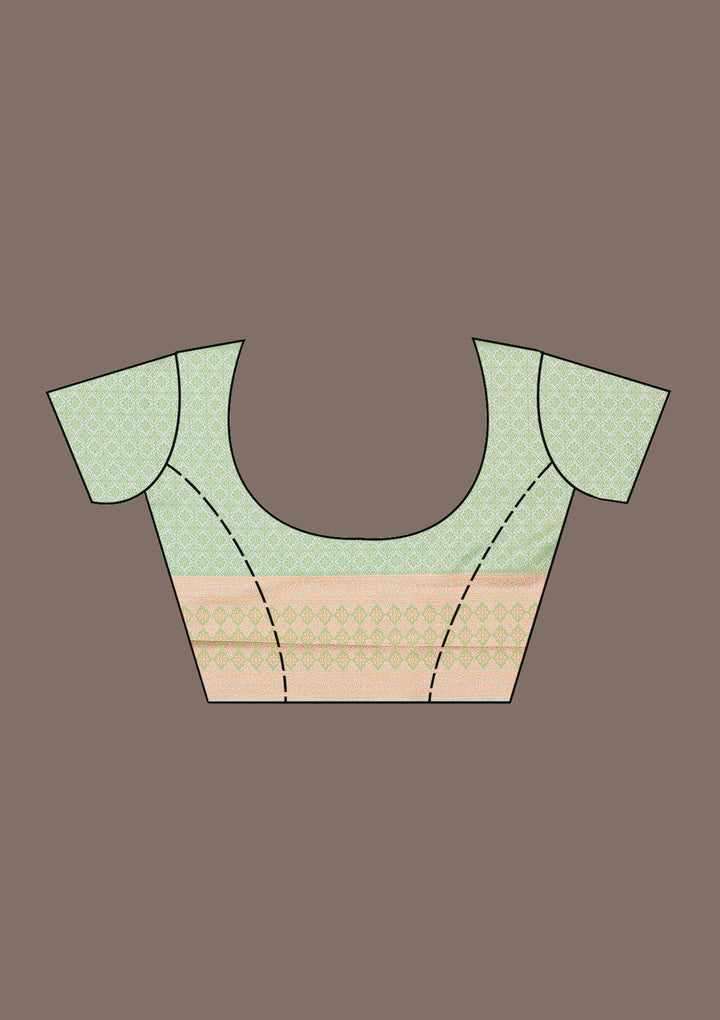 Pista Green Zariwork Satin Saree