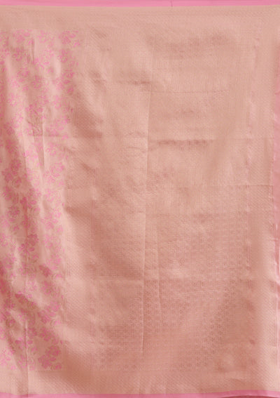 Baby Pink Zariwork Satin Saree