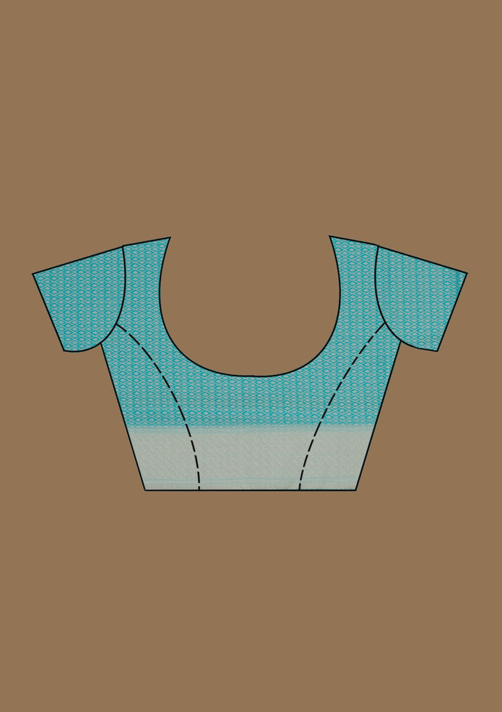 Turquoise Blue Zariwork Satin Saree