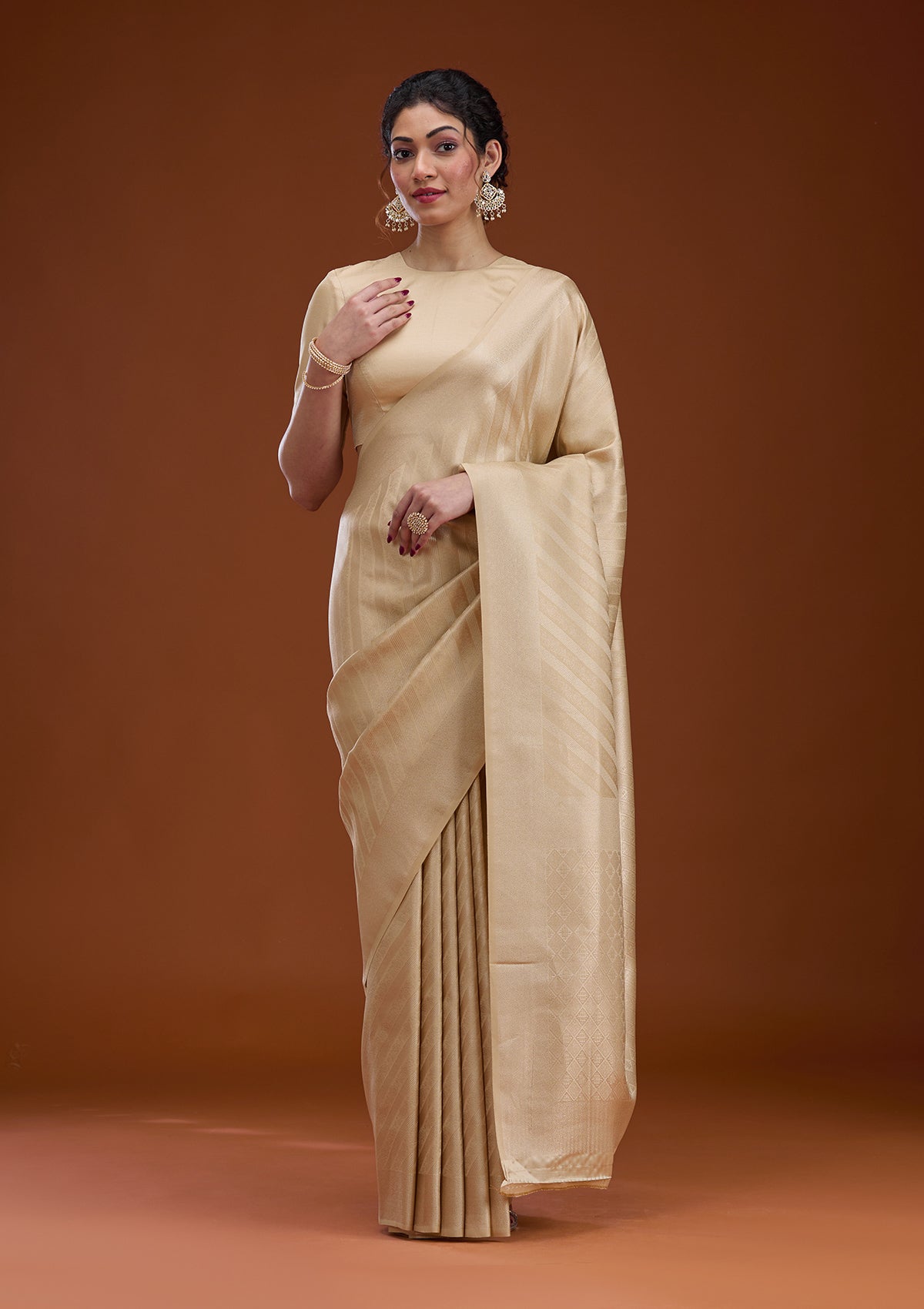 Beige Zariwork Silk Saree