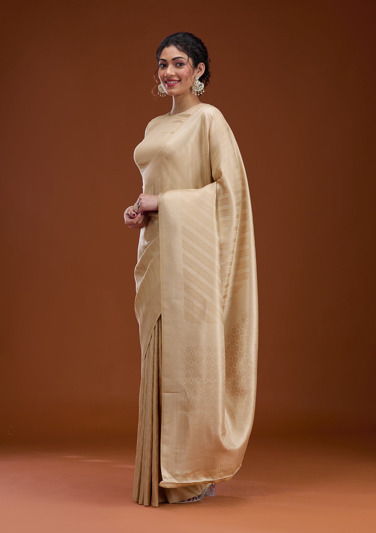 Beige Zariwork Silk Saree