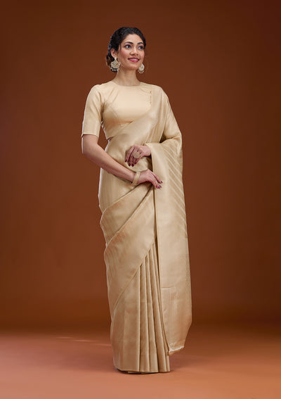 Beige Zariwork Silk Saree