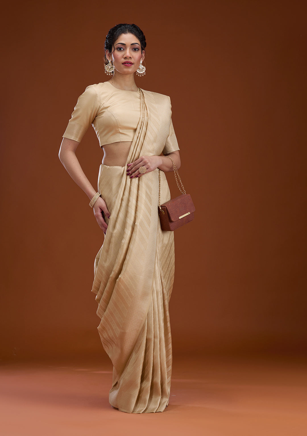Beige Zariwork Silk Saree
