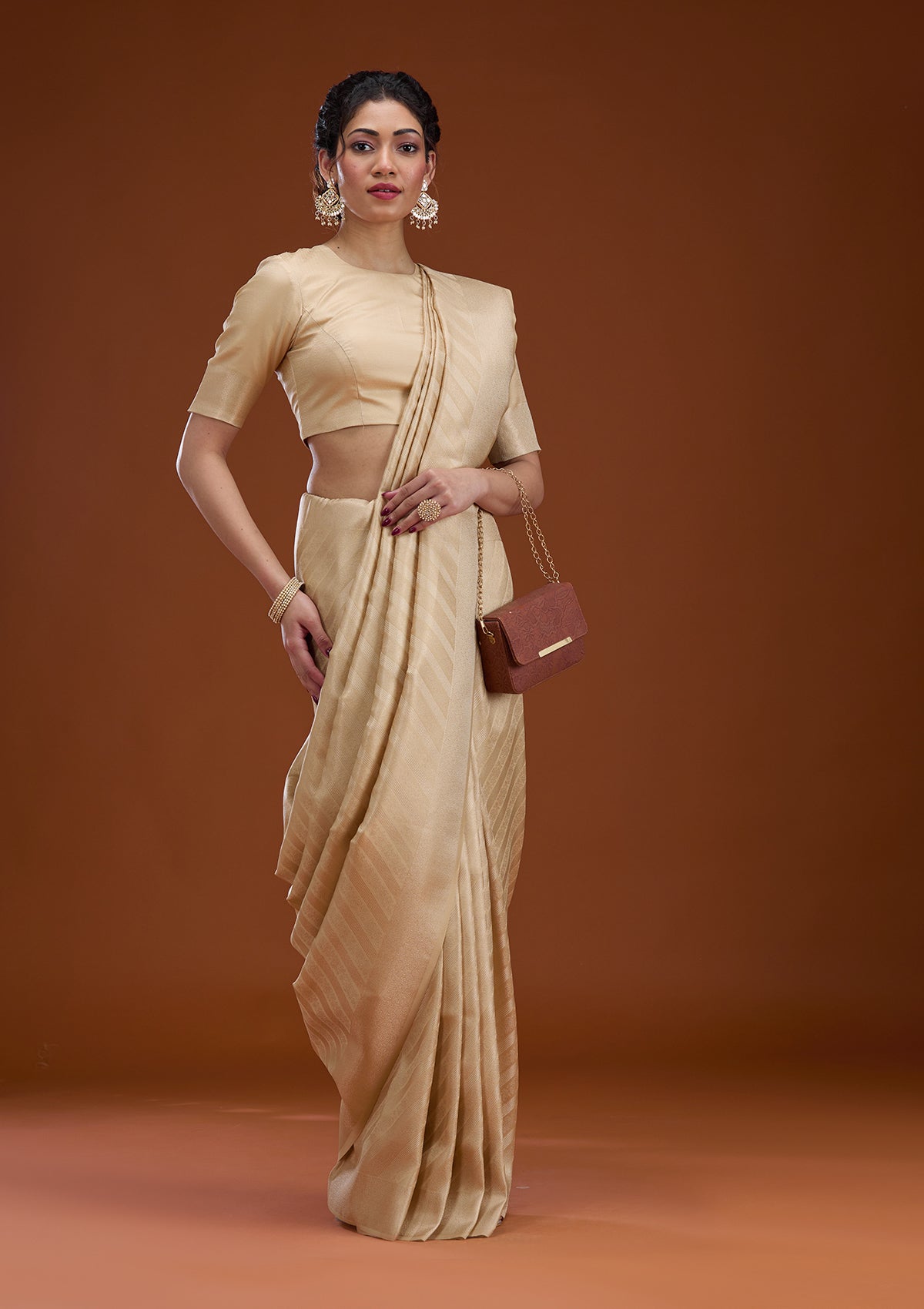 Beige Zariwork Silk Saree