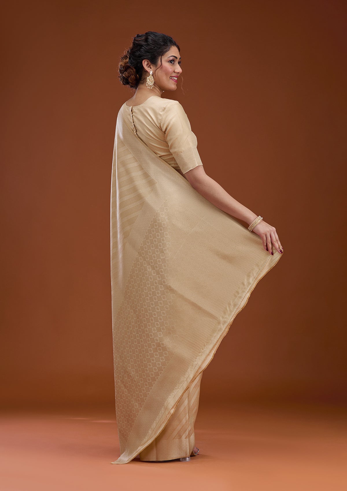 Beige Zariwork Silk Saree