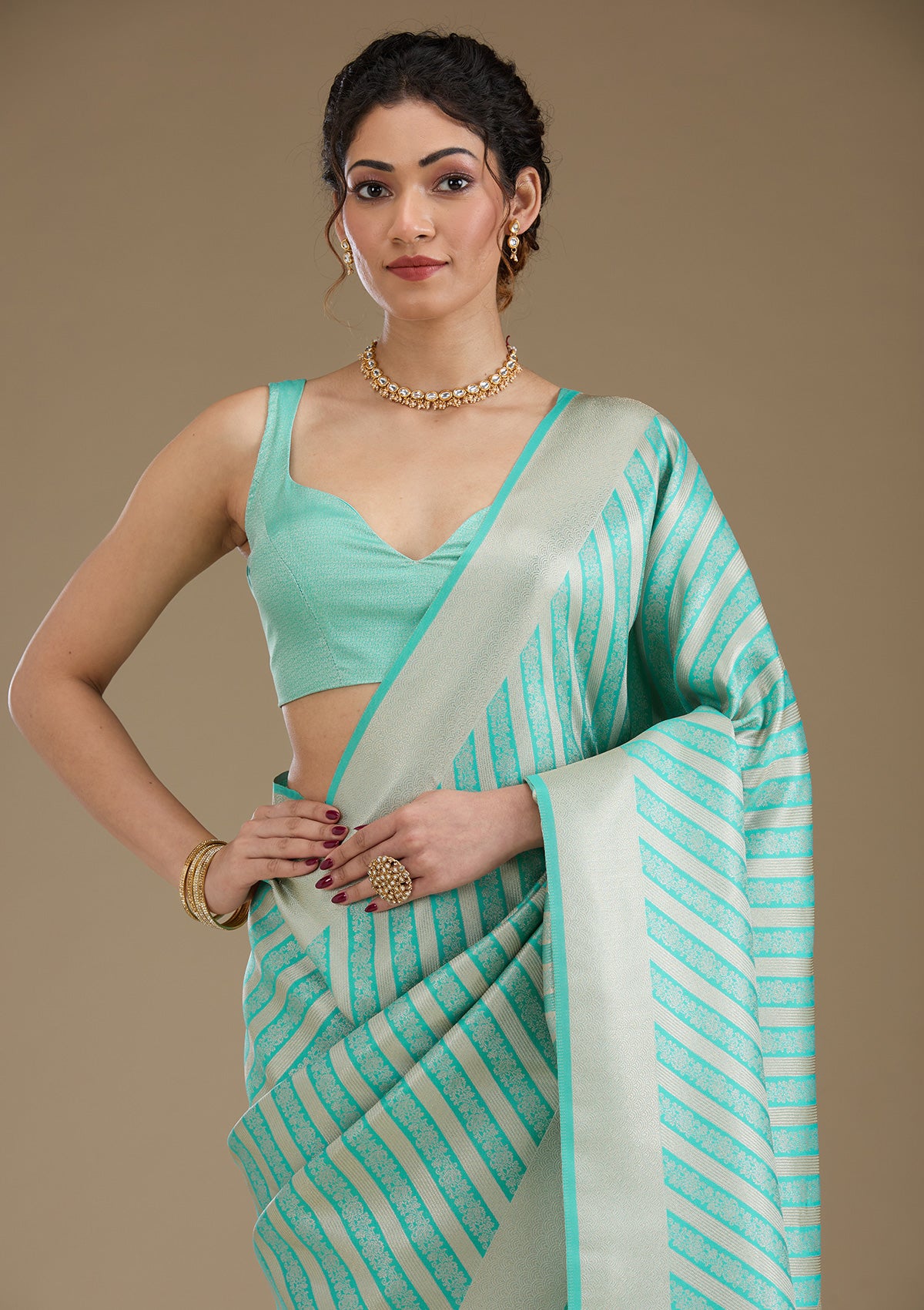 Blue Zariwork Silk Saree