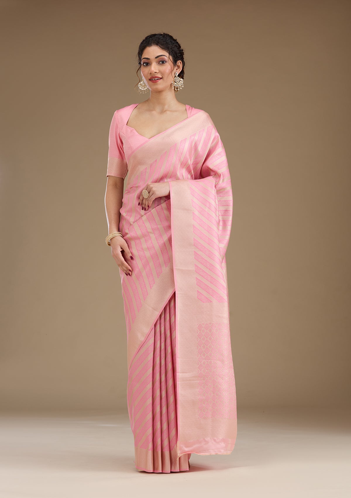 Pink Zariwork Silk Saree