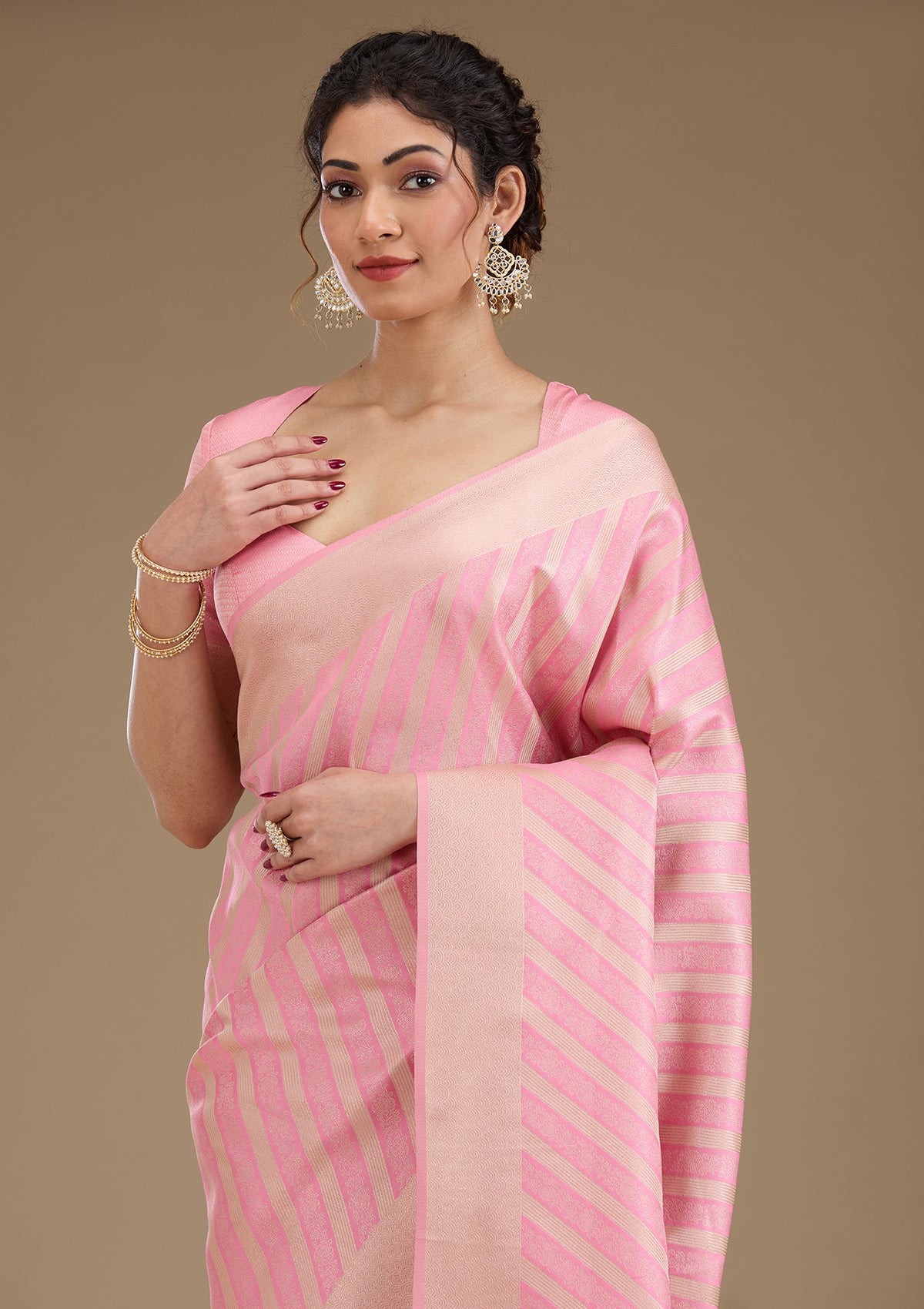 Pink Zariwork Silk Saree