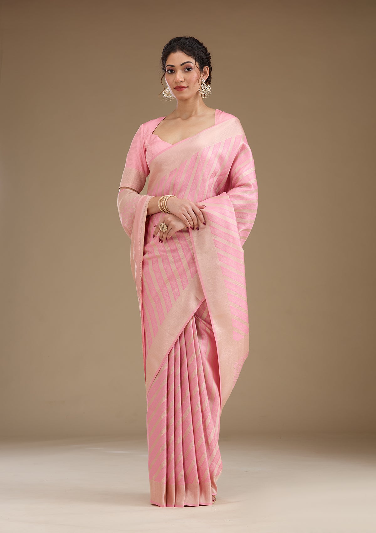 Pink Zariwork Silk Saree