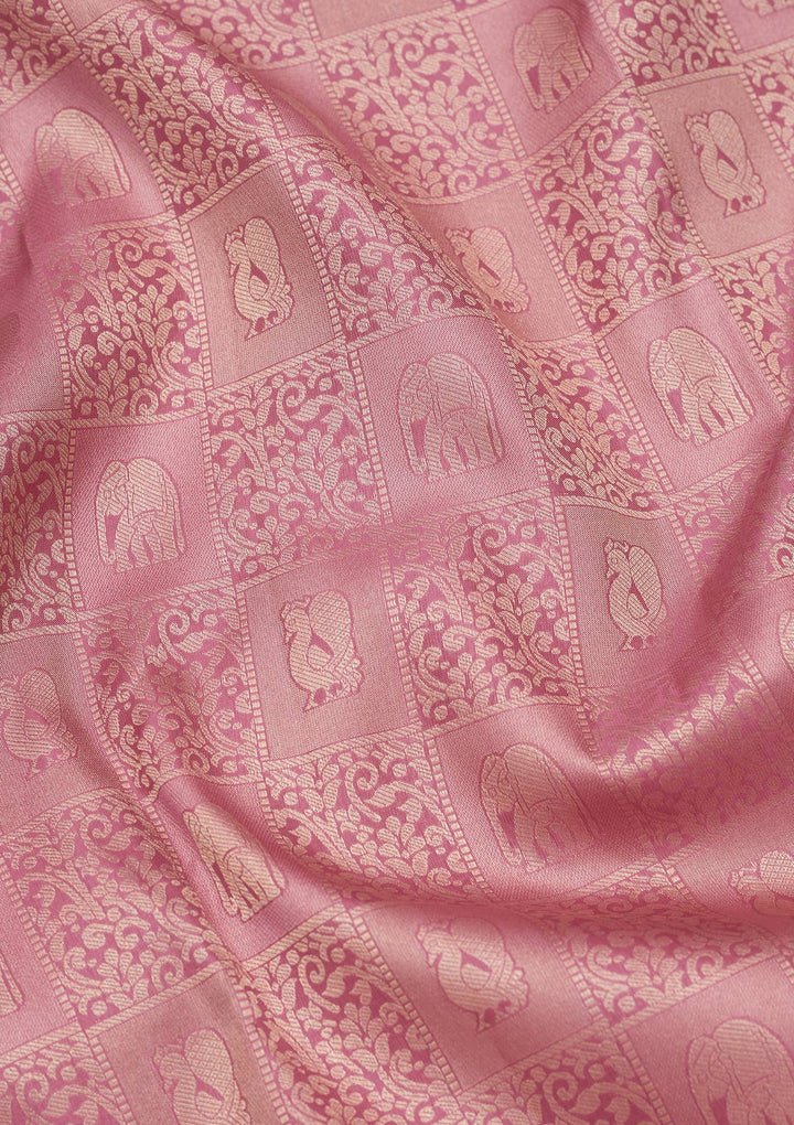 Onion Pink Zariwork Silk Saree-koskii