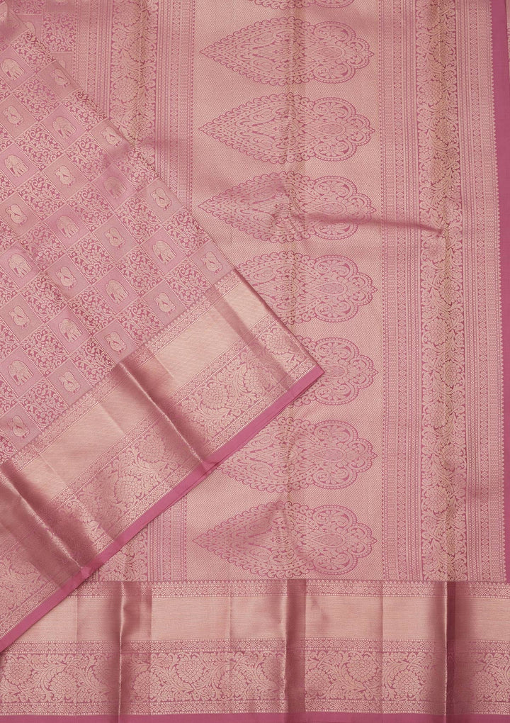 Onion Pink Zariwork Silk Saree-koskii