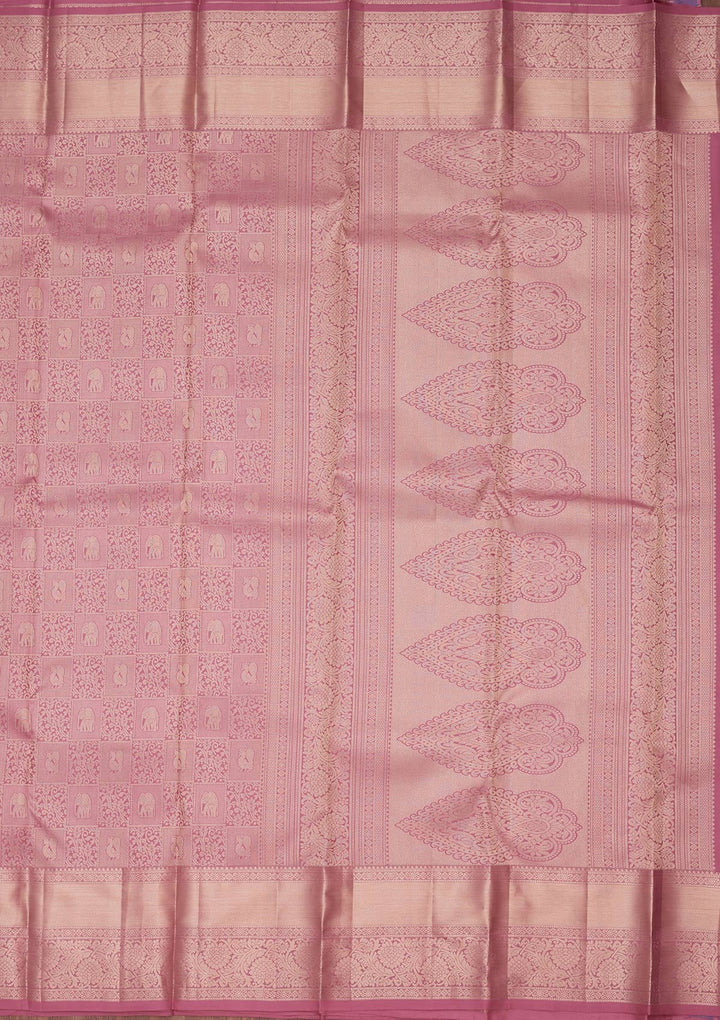 Onion Pink Zariwork Silk Saree-koskii
