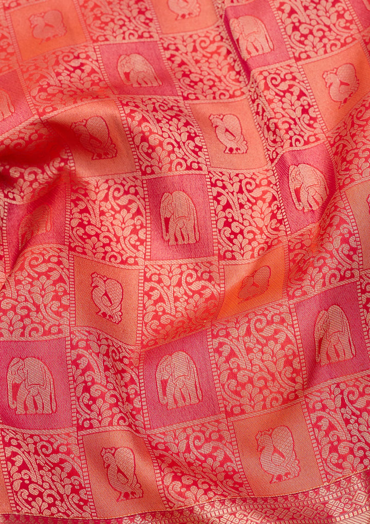 Orange Zariwork Pure Silk Saree