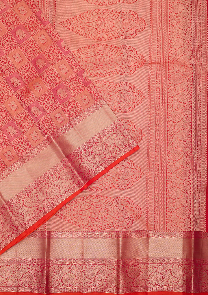 Orange Zariwork Pure Silk Saree