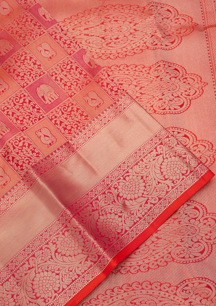 Orange Zariwork Pure Silk Saree