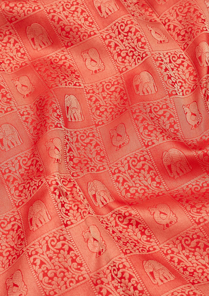 Rust Zariwork Silk Saree-koskii