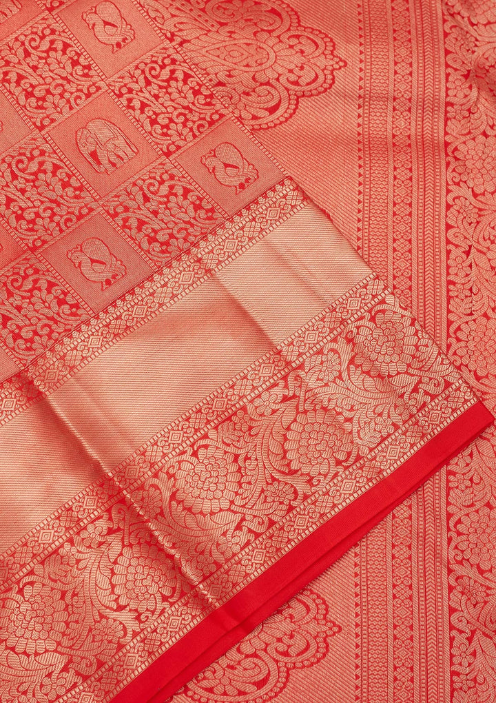 Rust Zariwork Silk Saree-koskii