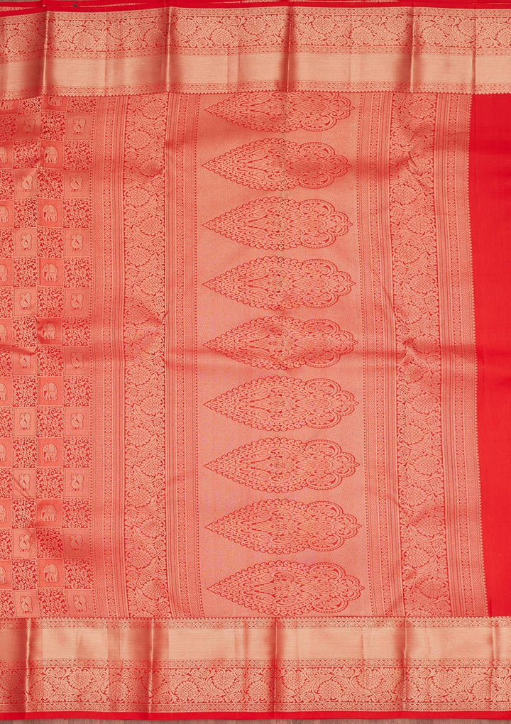 Rust Zariwork Silk Saree-koskii