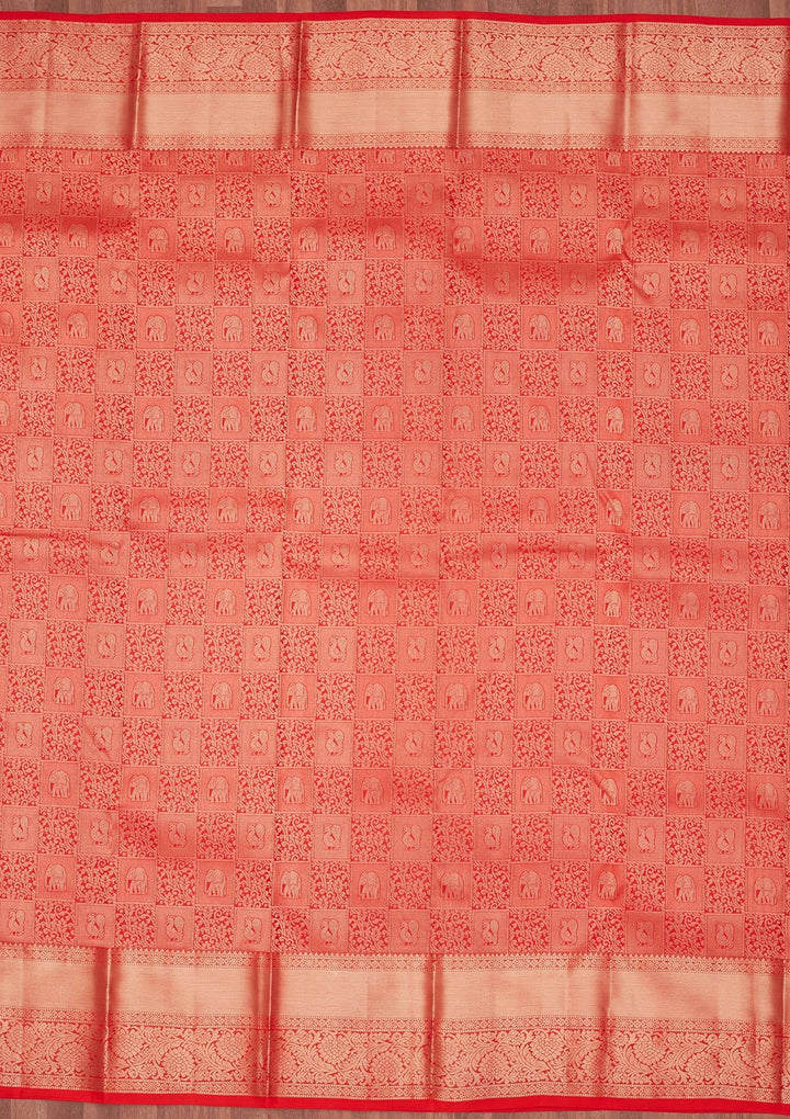 Rust Zariwork Silk Saree-koskii