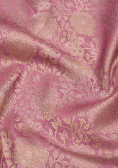 Onion Pink Zariwork Pure Silk Saree-Koskii