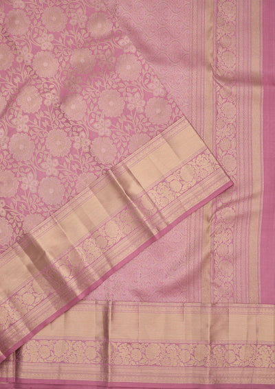 Onion Pink Zariwork Pure Silk Saree-Koskii