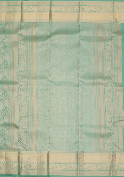 Sea Green Zariwork Pure Silk Saree-Koskii