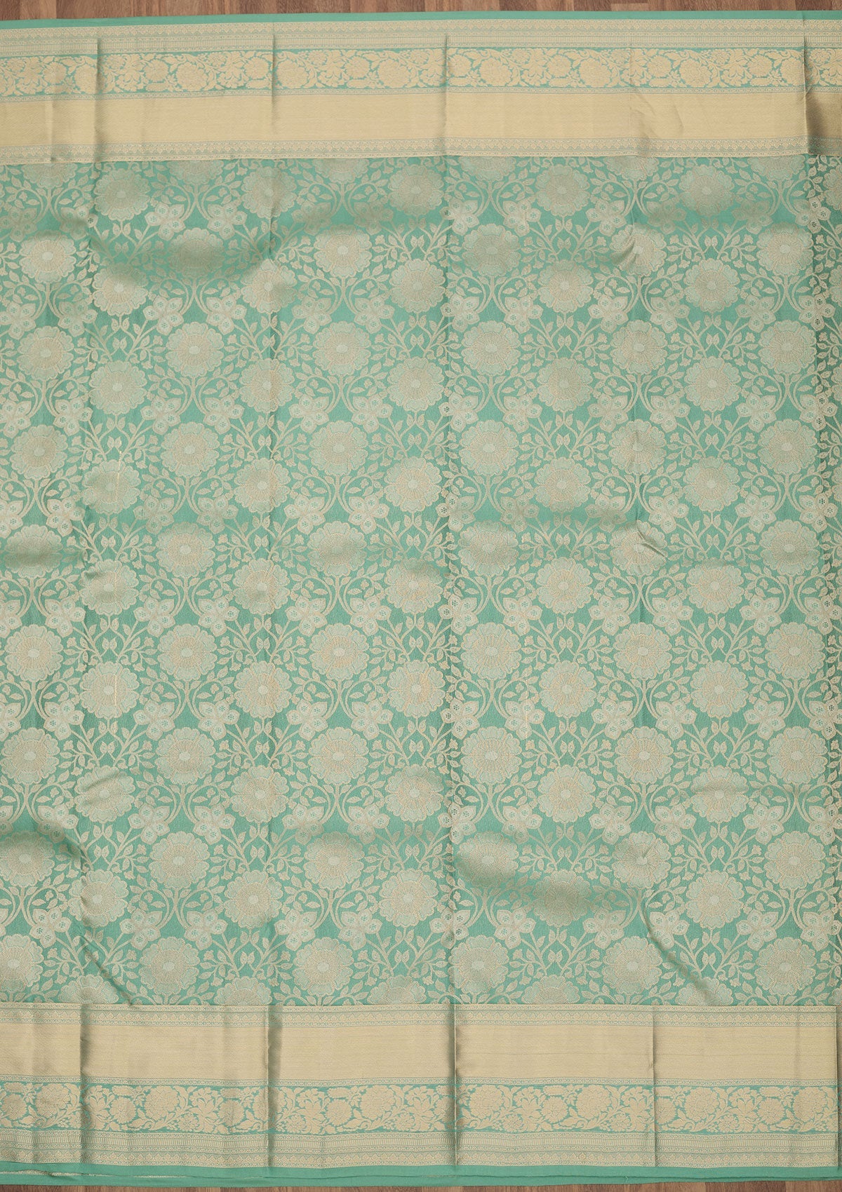 Sea Green Zariwork Pure Silk Saree-Koskii