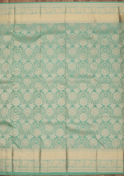 Sea Green Zariwork Pure Silk Saree-Koskii