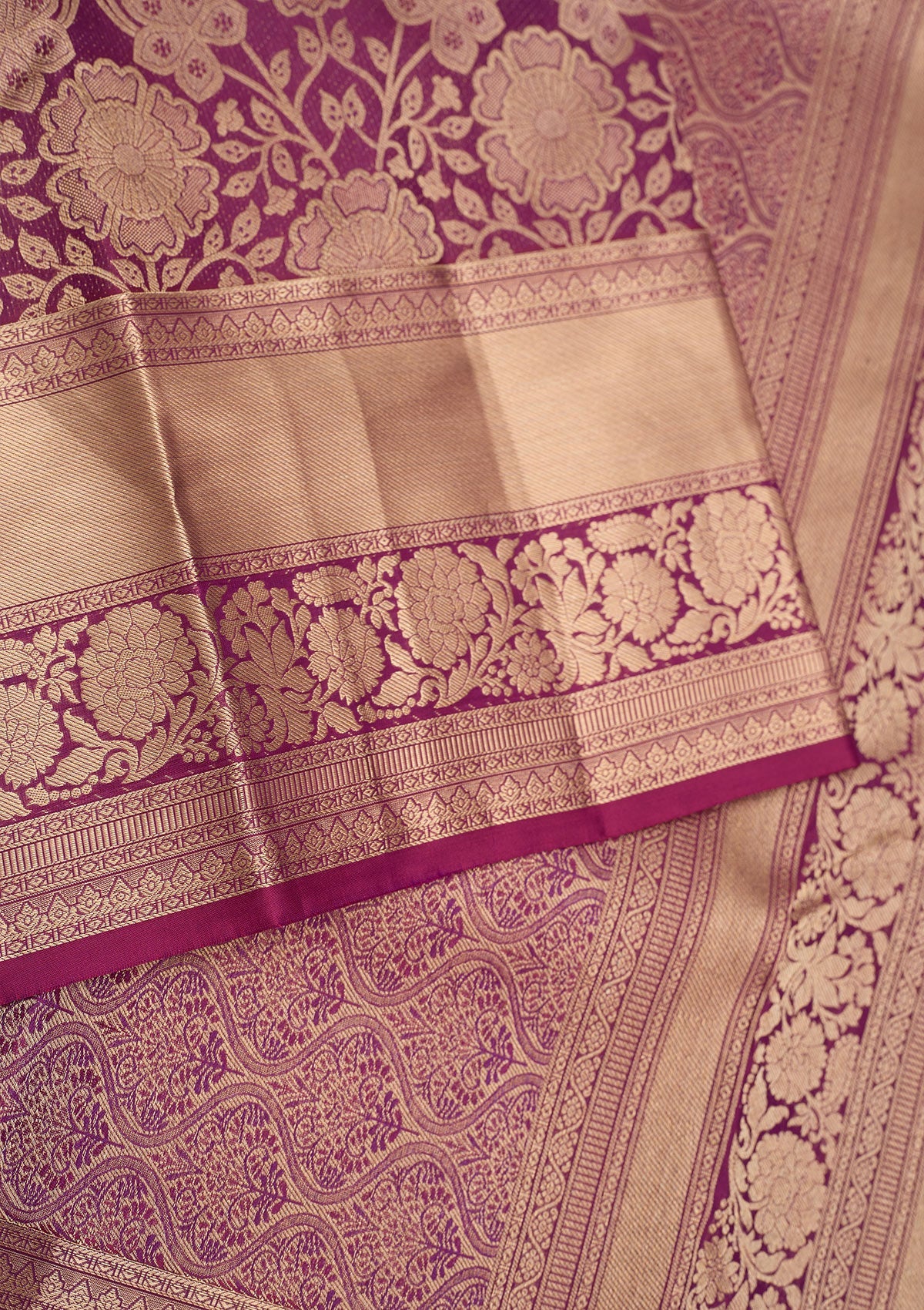 Wine Zariwork Pure Silk Saree-Koskii