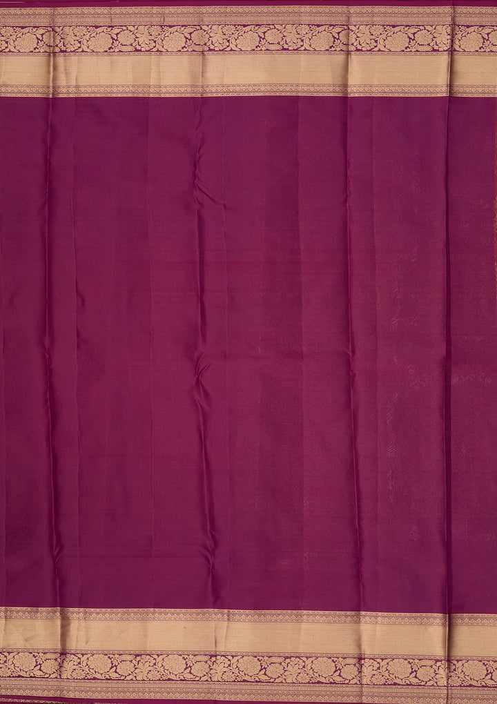 Wine Zariwork Pure Silk Saree-Koskii
