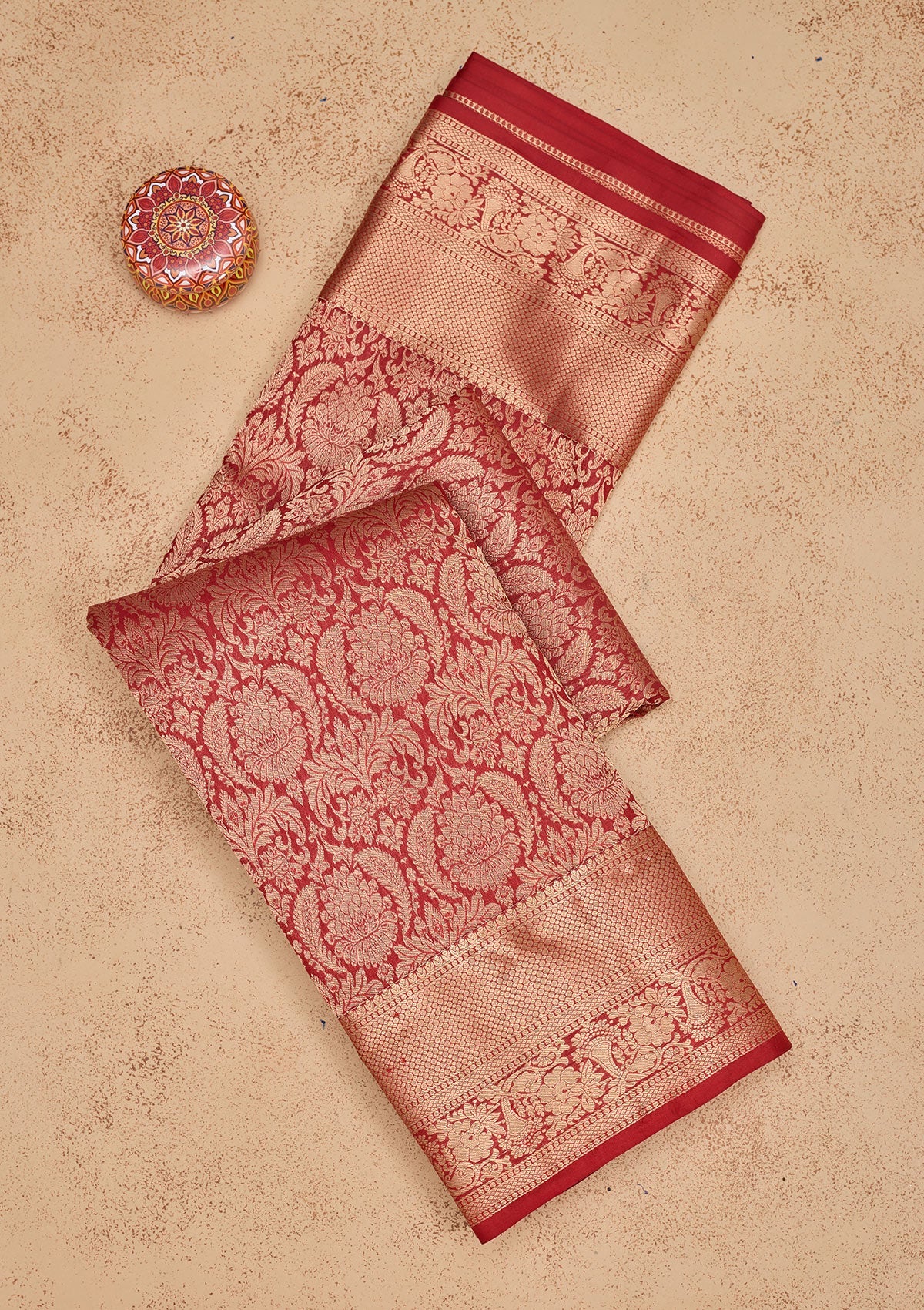 Red Zariwork Pure Silk Saree-Koskii