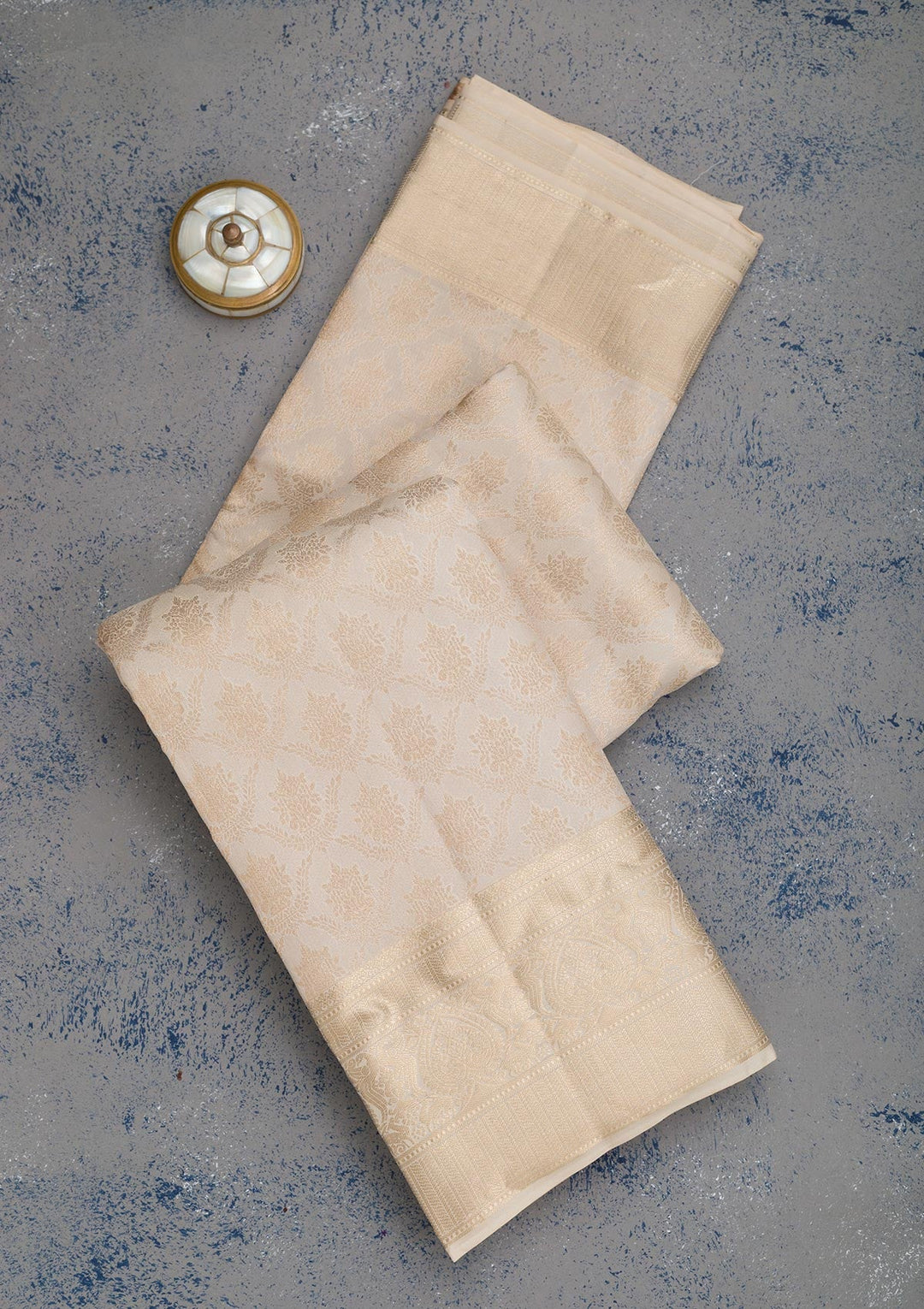 Beige Zariwork Pure Silk Saree-Koskii