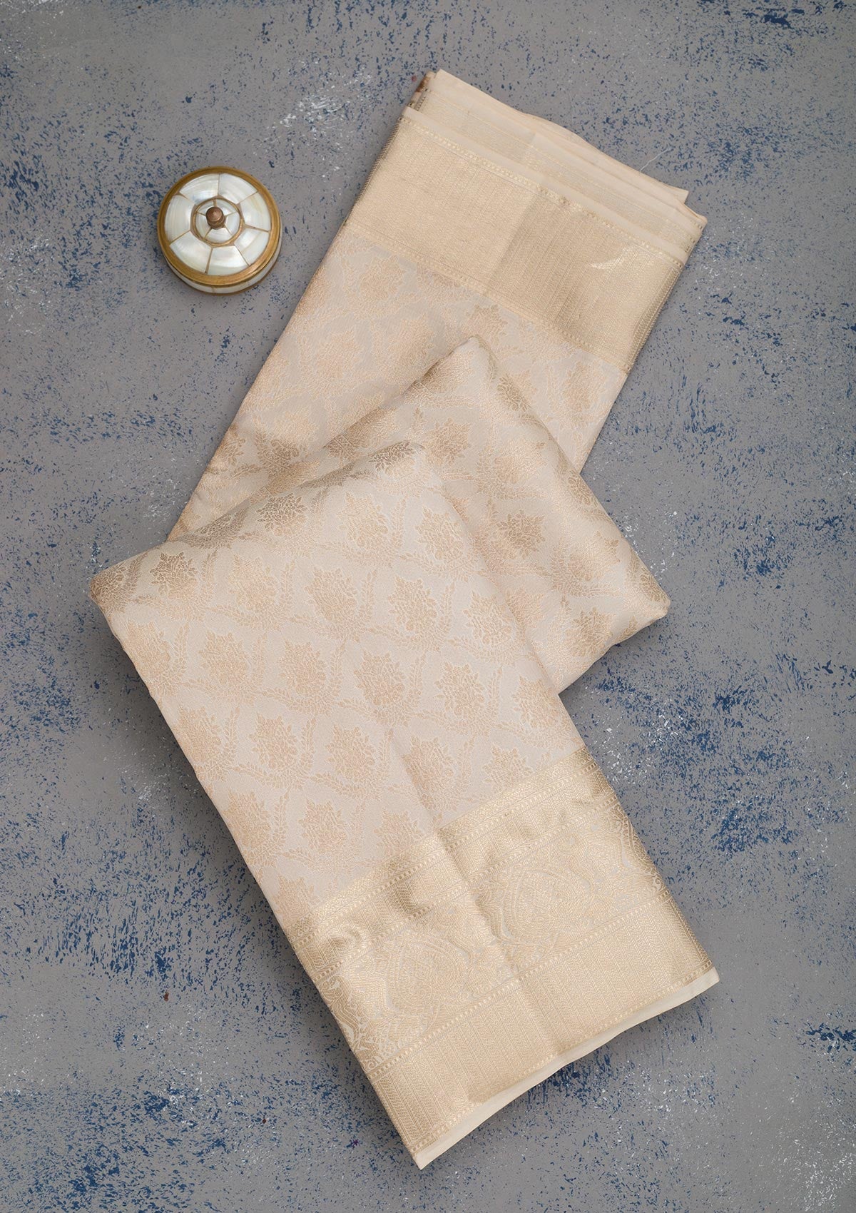 Beige Zariwork Pure Silk Saree-Koskii