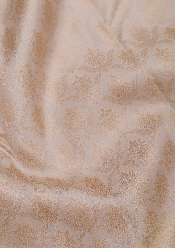 Beige Zariwork Pure Silk Saree-Koskii