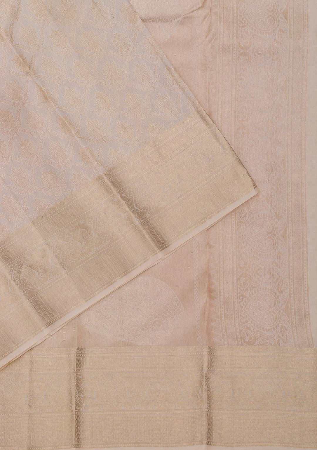 Beige Zariwork Pure Silk Saree-Koskii