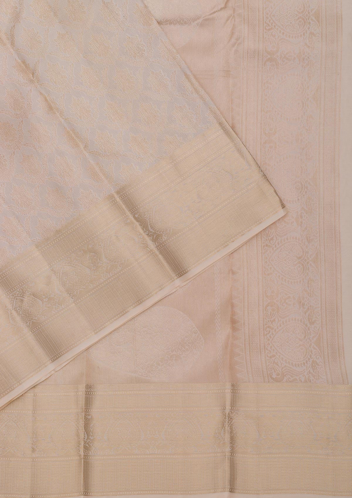 Beige Zariwork Pure Silk Saree-Koskii