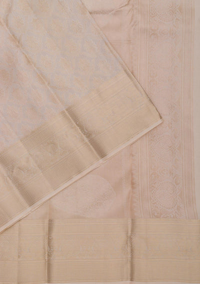 Beige Zariwork Pure Silk Saree-Koskii