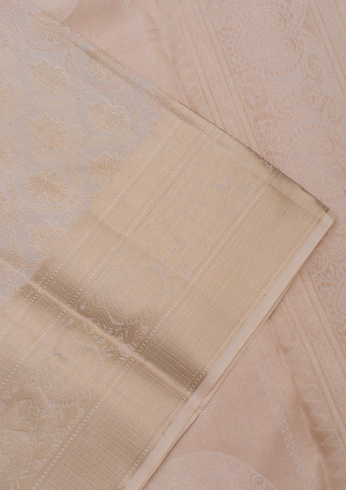 Beige Zariwork Pure Silk Saree-Koskii