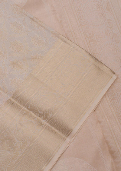 Beige Zariwork Pure Silk Saree-Koskii