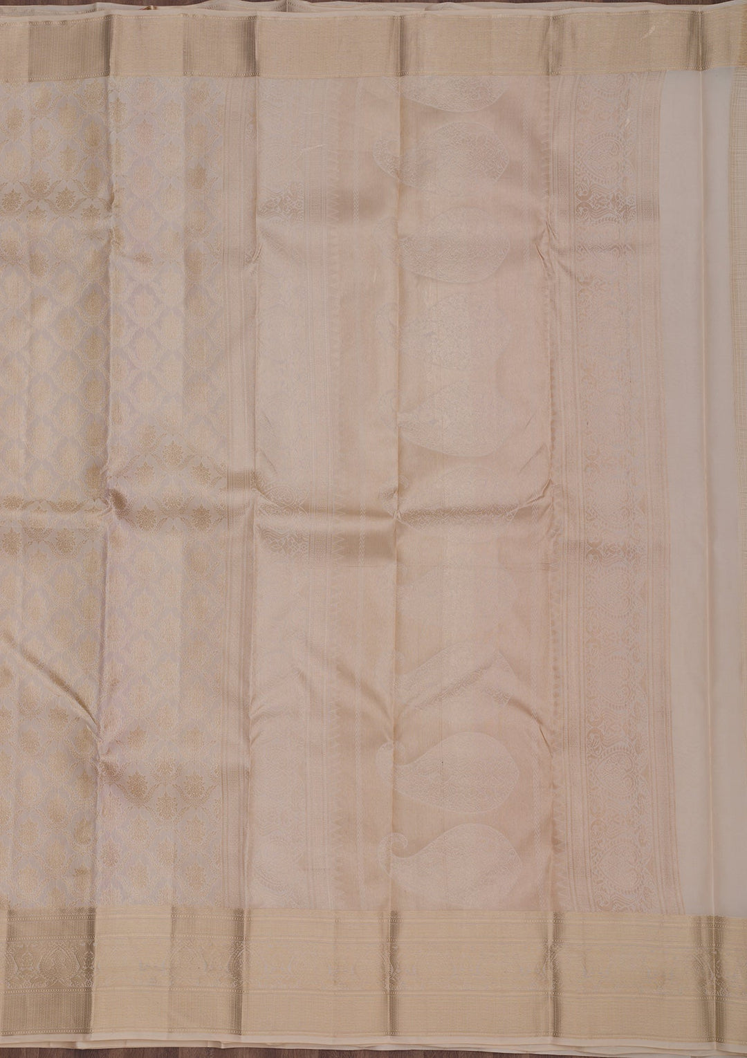 Beige Zariwork Pure Silk Saree-Koskii