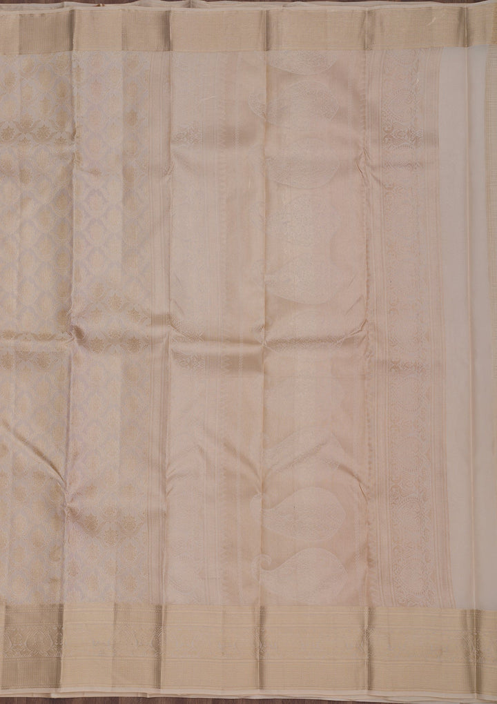 Beige Zariwork Pure Silk Saree-Koskii