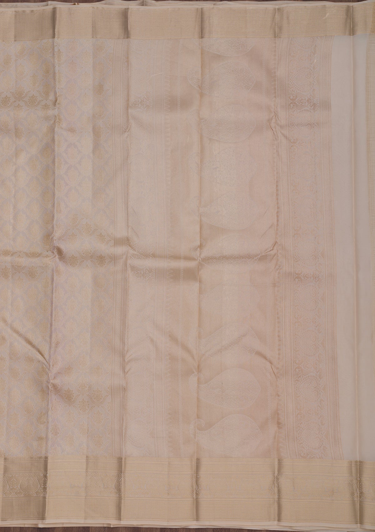 Beige Zariwork Pure Silk Saree-Koskii