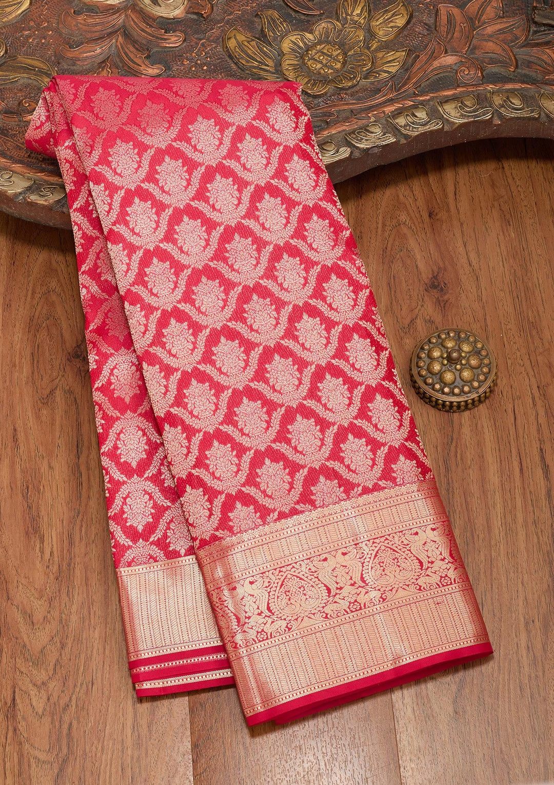 Maroon Zariwork Pure Silk Saree-koskii