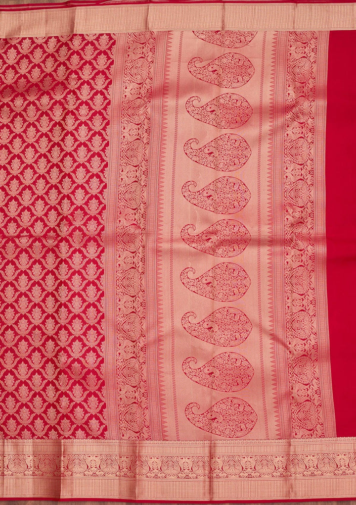 Maroon Zariwork Pure Silk Saree-koskii