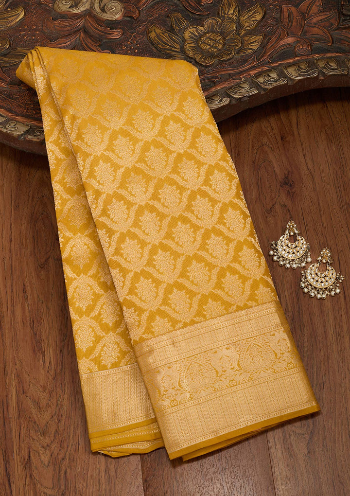 Mustard Zariwork Pure Silk Silk_Saree-koskii