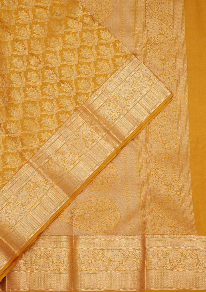 Mustard Zariwork Pure Silk Silk_Saree-koskii